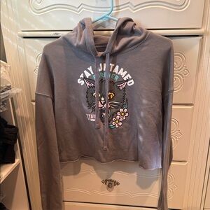 Lifeaid Stay Untamed Forever cropped Gray Hoodie